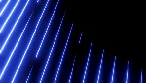 Digital Rendering Technology Drucke: Abstract rendering featuring a pattern of white diagonal lines with a blue glow against a dark background
