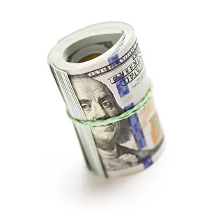Isolated US Currency Drucke: Abstract roll of newly designed U
