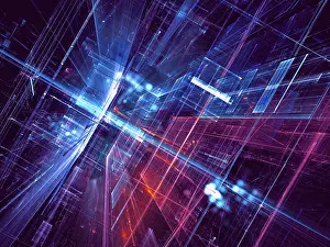 Futuristic Building Concept Drucke: Abstract science fiction or future technology background - computer-generated 3d illustration