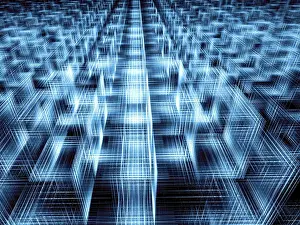 Abstract Tech Background Drucke: Abstract tech perspective background - computer-generated 3d illustration