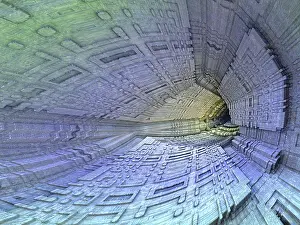 Fractal Background Drucke: Abstract tech style background - computer-generated fractal