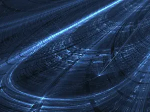 Abstract Technology Background Drucke: Abstract technology background - diagonal tunnel with grid and light effects