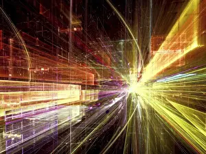 Abstract Technology Background Drucke: Abstract technology perspective background - computer-generated 3d illustration