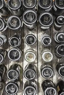 Deserted Winery Scene Drucke: Abstract texture background of wine empty bottles