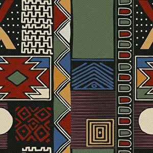 Geometric Decoration Drucke: Abstract tribal background, vector seamless pattern