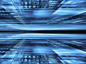 Virtual Reality Image Drucke: Abstract vr or sci fi background with perspective effect - 3d illustration