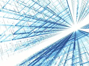 Abstract Technology Background Drucke: Abstract white and blue technology background - computer-generated 3d illustration