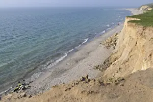 Baltic Sea Shore Drucke: Active cliff, Hohes Ufer cliffs with beach