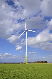 Wind Turbine Germany Drucke: Active wind turbine, cloudy sky