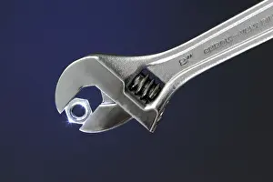 Indoor Still Life Photography Drucke: Adjustable wrench with nut