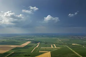 Agricultural Fields From Above Drucke: Aerial view of agricultural fields