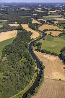 Münsterland Landscape Drucke: Aerial view, Ems parallel to the B64