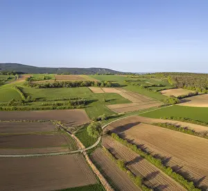 European Countryside Aerials Drucke: Aerial view of fields above, St