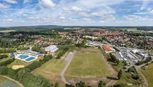 Deutschland Drucke: Luftaufnahme über Harzgerode.