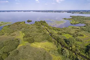 Nature Reserve In Lower Saxony Drucke: Aerial view of Lake Dummer