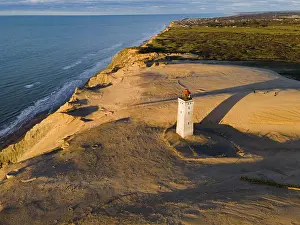 View From Above Denmark Drucke: Aerial view, lighthouse and dune