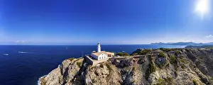 Balearic Islands Rock Formations Drucke: Aerial view, Lighthouse Far de Capdepera with cliffs