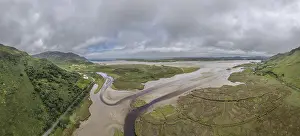 Irland Drucke: Luftbildansicht von Flussstrukturen.