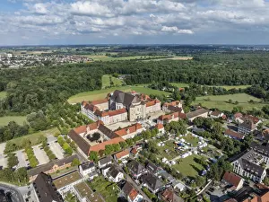 Benedictine Abbey In Southern Germany Drucke: Aerial view of the Wiblingen monastery complex