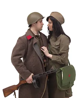Boy Portrait Drucke: Affecting young couple posing in studio