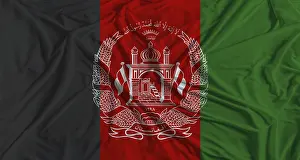 Fabric Background Flags Drucke: Afghan flag with fabric texture background