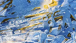Textured Ice Background Drucke: Air pockets, air bubbles and structures in ice