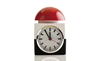 Studio Shot Clocks Drucke: Alarm clock with red stop button