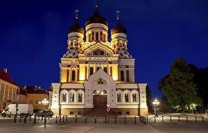 Drucke von Alexander-Nevski-Dom bei Nacht, Oberstadt, Tallinn, Estland Tallinn Drucke: Alexander-Newski-Dom bei Nacht