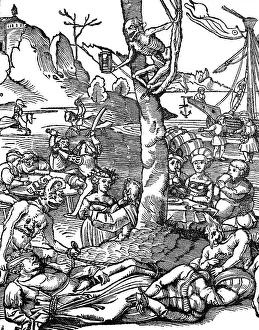 Historical European Drawings Drucke: Allegory on the consequences of excesses in wine