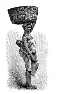 Kernhändler mit Baby auf seinem Rücken