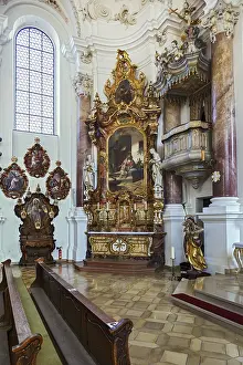 Central Europe Religious Building Photo Drucke: Side altar and pulpit, St. Andreas