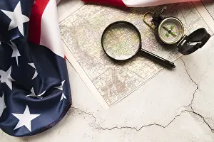 National Colors Symbol Drucke: American flag map