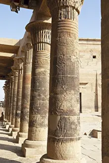 Historic North African Landmarks Drucke: Ancient columns in the temple complex of Philae
