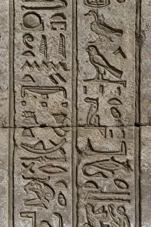 Sacred Building Architecture Drucke: Ancient egypt hieroglyphics on wall in temple