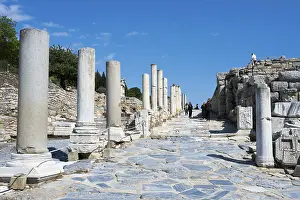 Archaeological Site Drucke: Ancient Roman road with column-lined path