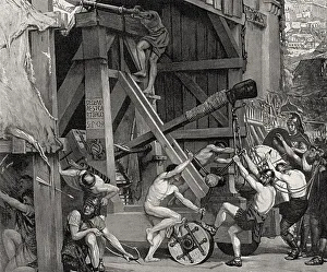 Medieval City Walls Drucke: Ancient Roman siege engine
