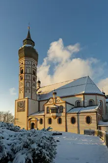 Bavarian Monastery Complex Drucke: Andechs Monastery in winter, sunset
