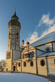 Upper Bavaria Monastery Drucke: Andechs Monastery in winter, sunset