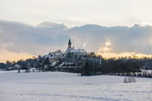 Andechs Monastery Winter Sunset Drucke: Andechs Monastery in winter, sunset