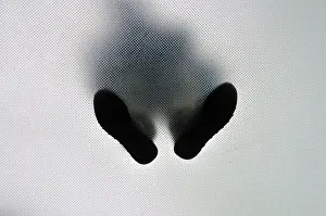 Black Studio Shot Drucke: Anonymous standing person from below