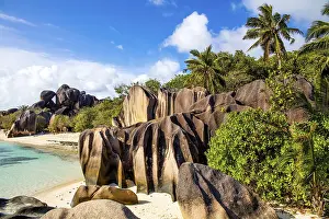 Indian Ocean Shoreline Drucke: Anse Source d'Argent, granite rock beach
