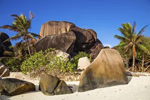 La Digue Seychelles Drucke: Anse Source d'Argent, granite rock beach