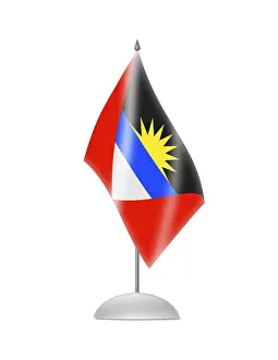 White Background Flag Drucke: The Antigua and Barbuda flag. Table Flag