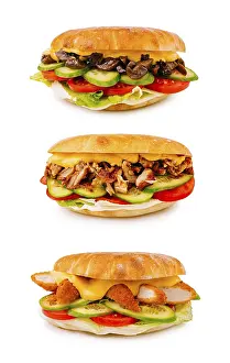 Appetizing Dishes Drucke: Three appetizing sandwiches are displayed