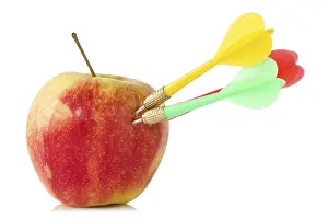Nutrition Meal Ideas Drucke: Apple with three darts on white background
