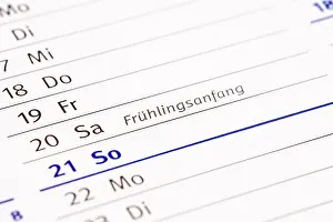 German Federal Republic Schedule Drucke: Appointment calendar, beginning of spring, Germany