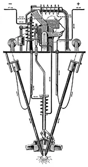 Arc-Lampe mit horizontaler Bogen von Koerting und Mathiesen.