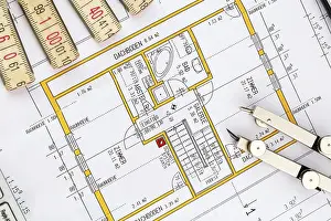 House Building Concept Drucke: An architect's plan for the construction of a new home