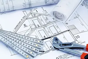 New Home Construction Drucke: An architect's plan for the construction of a new home