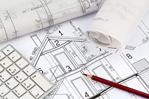 New Home Construction Drucke: An architect's plan for the construction of a new home